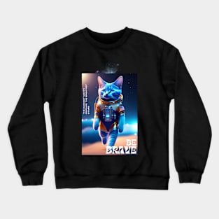 Cute funny  cat walk in space Crewneck Sweatshirt